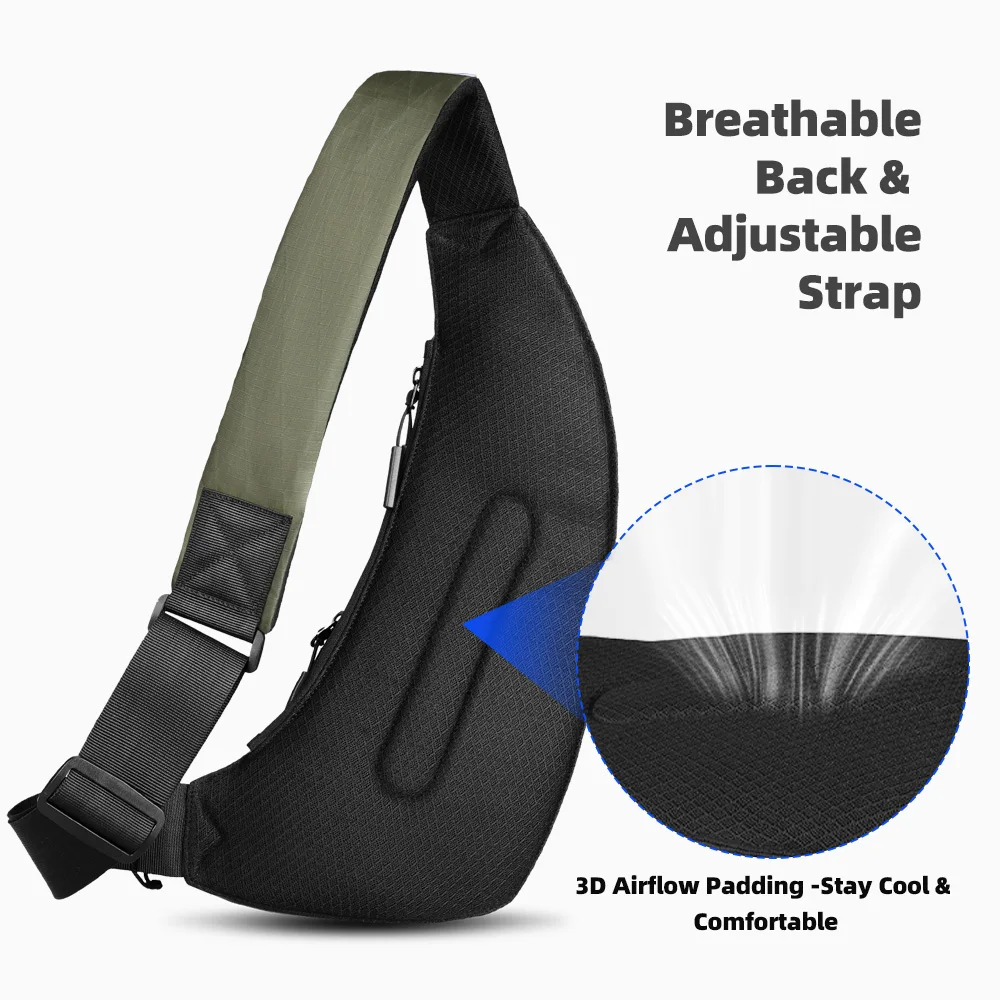 Heroic Knight Stylish Men Chest Bag Crossbody Sling Pack Multi-Pocket Outdoor Shoulder Bag Lightweight Running Storage Pack Male