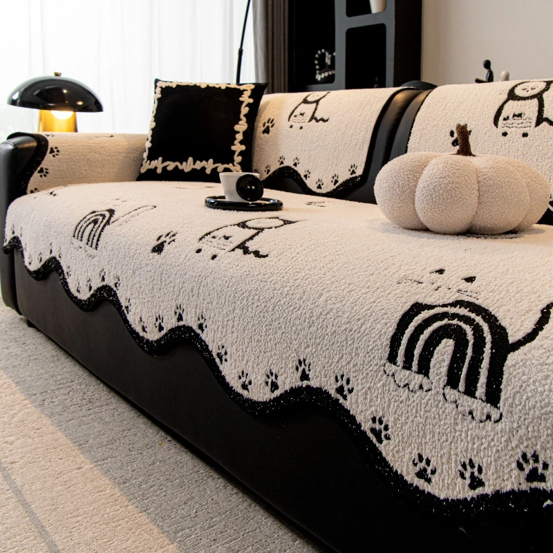 2026 New Special-shaped Cartoon Sofa Cushion Winter Non-slip Straight Row Living Room Thickened Plush Leather Sofa Seat Cushion
