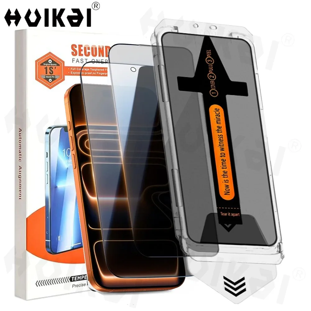 

Privacy Glass Screen 2 Pack for iPhone 17 Pro Max 16 Pro Max Protector Anti-Spy Auto Dust-Elimination Bubble Free HD Clear Cover