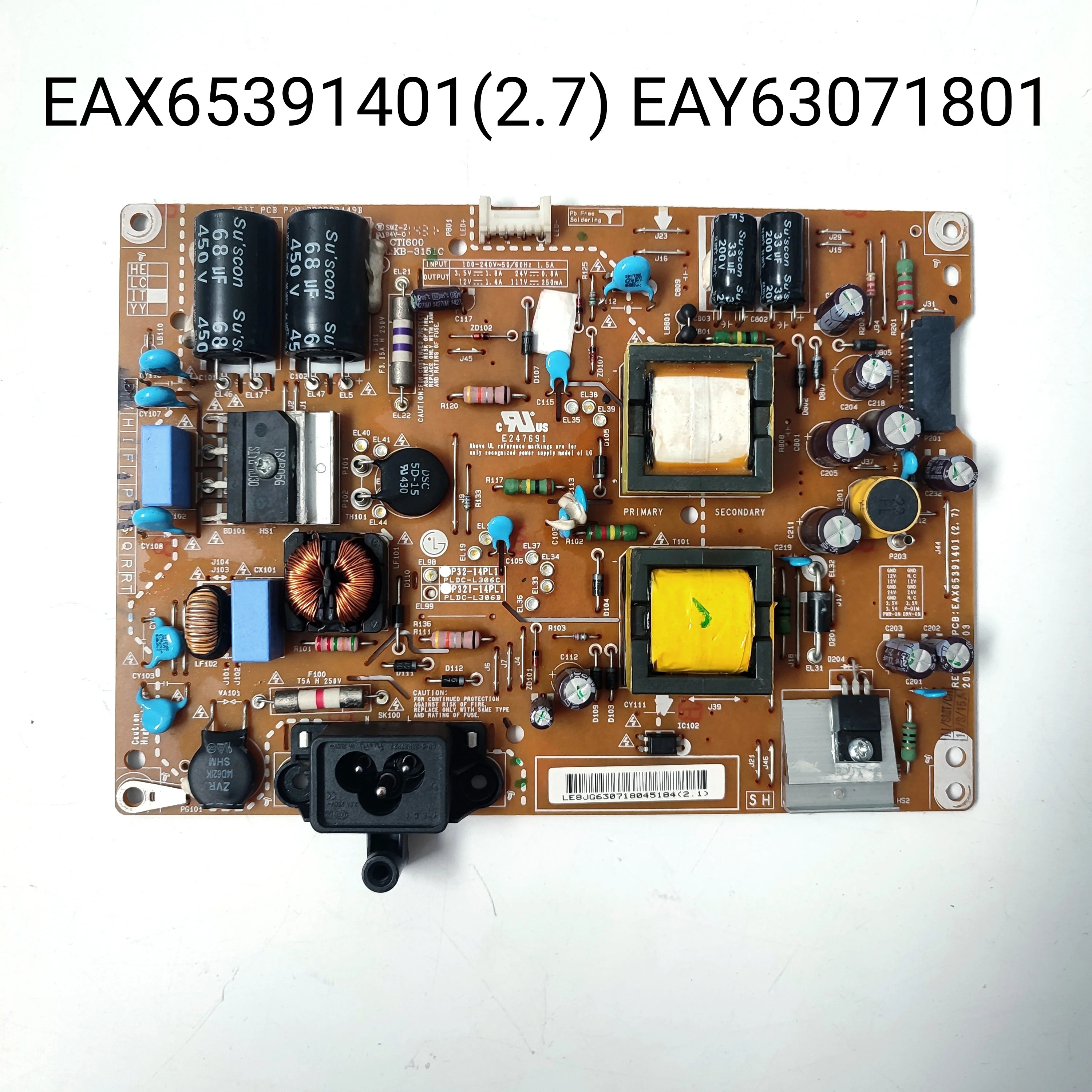 EAY63071801 EAX65391401(2.7)  Power Supply Board for  32LB5800-UG 32LF580N 32LB550B 32LB560B 32LB580B 32LB561U 32LB700V TV