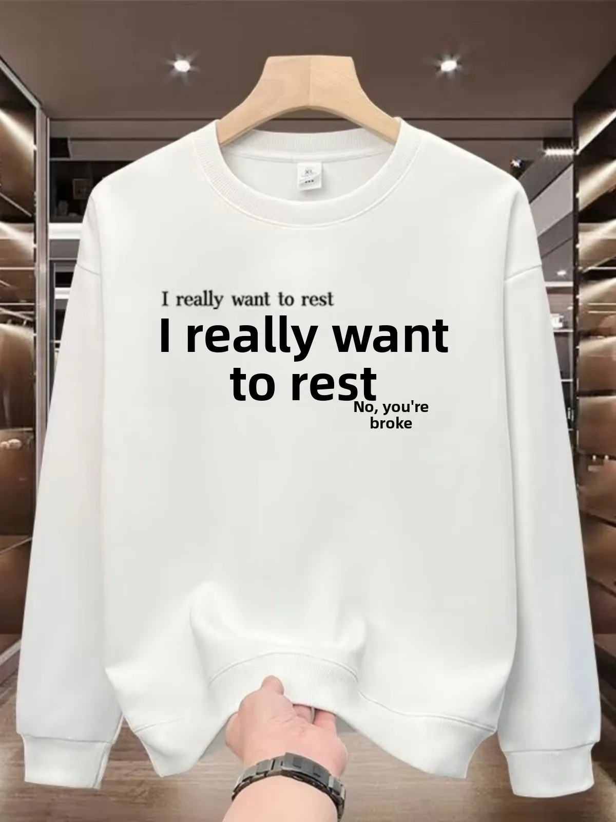 

Модный повседневный свитшот с креативным текстовым принтом, мужская универсальная рубашка с круглым вырезом, осенне-зимняя новинка