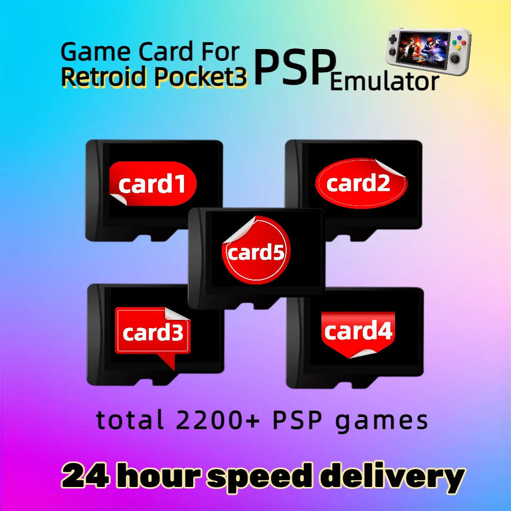 Retroid Pocket3 PSP Games Card Classic Collection TF Box Storage Retro Handheld 512GB 2200+ Micro SD Console Open Source Memory