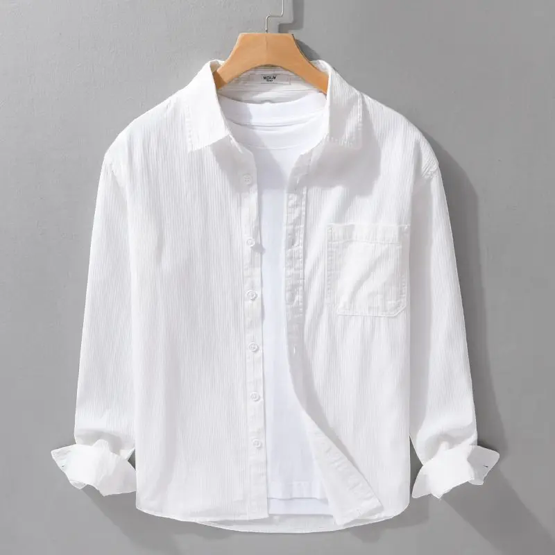 Spring and Autumn 2025 Shirt Men's Long-sleeved Loose Japanese Retro Tops Trendy Thin Casual Work Shirt Jacket