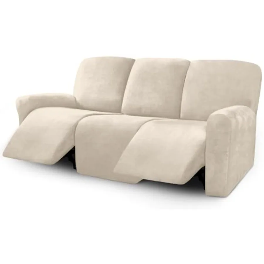 

Velvet 8-Pieces Recliner Sofa Covers Stretch Reclining Couch Covers for 3 Cushion Reclining Sofa Slipcovers Furniture Covers Th