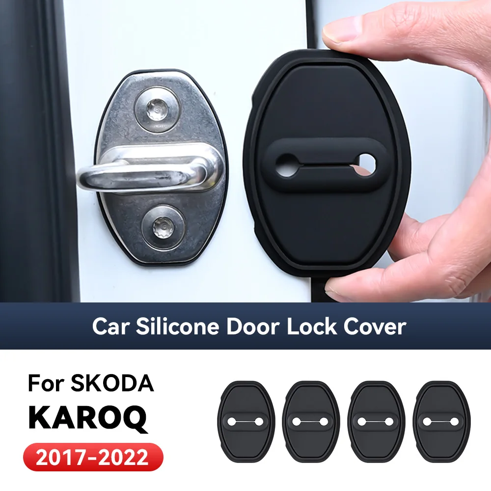 

4pcs Car Decorat Accessories Silicone Protecte Auto Door Lock Latch Shock Absorber Cover For SKODA KAROQ 2017-2022