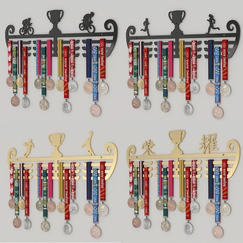 

No Drill Wall Mounted Medal Display Hanger Rack Sports Marathon Medal Storage Holder for Race Medal Honors