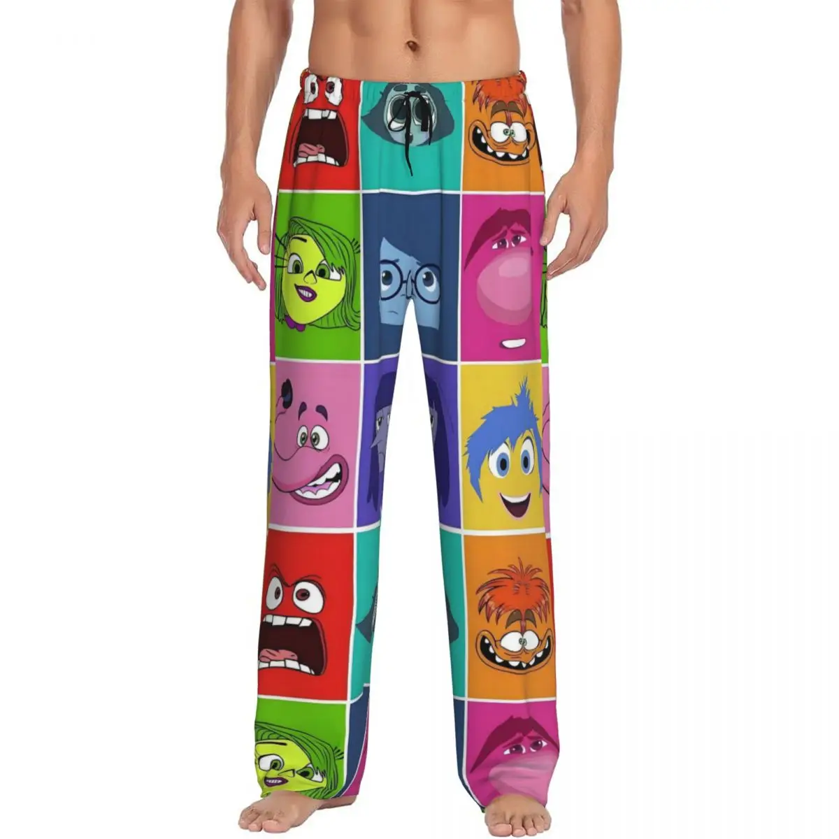 

Custom Inside Out Pajama Pants Sleepwear for Men Elastic Waistband Fantasy Animation Sleep Lounge Bottoms with Pockets