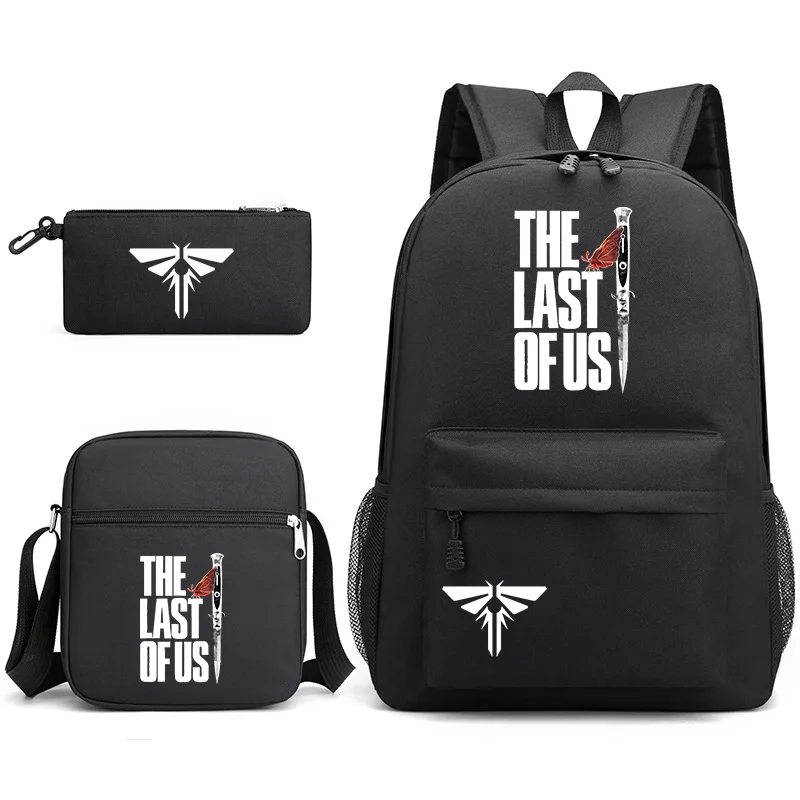 The Last of Us Patterned 3-Piece Backpack School High Quality 3-Piece Backpack Shoulder Bag Pencil Bag