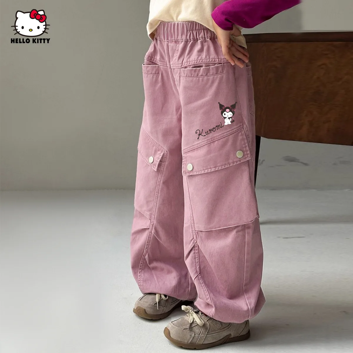 

Sanrio Hello Kitty Children Sweat Pants Spring Autumn Comfort Elastic Waist Kawaii Anime Fashion New Style Casual Girl Clothing