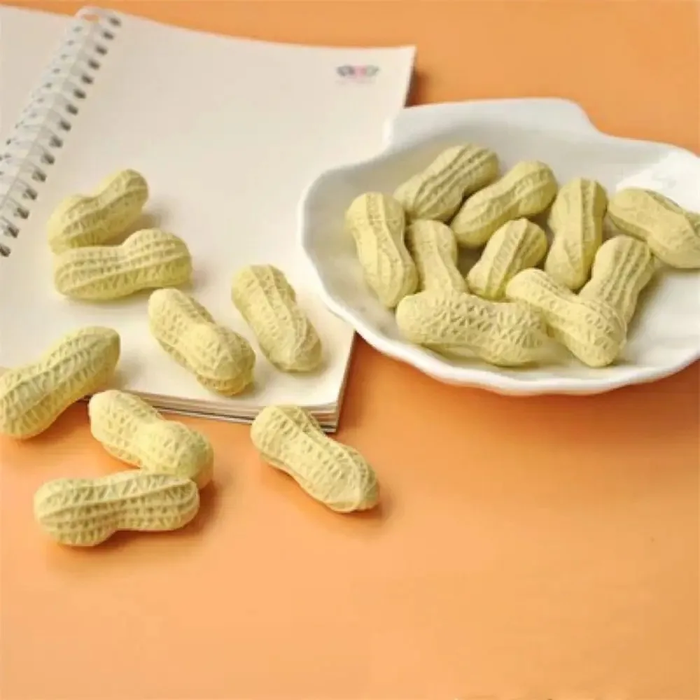 10pcs Creative Stationery Cute Imitation Peanut  Loose Pencil Eraser Student Gift Award Stationery Office  Erasers for Kids