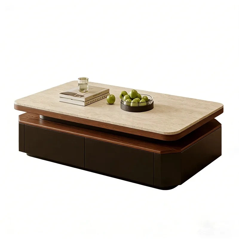 

Luxury Solid Wood Travertine Rock Board 120cm 140cm Coffee Table Modern 200cm 220cm Tv Stand Tv Cabinets Living Room Furniture