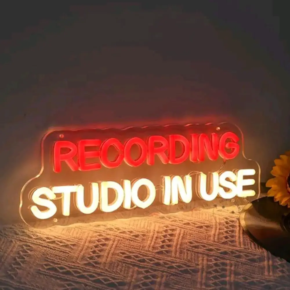 Recording Studio in Use Neon Light USB Powered LED Neon Sign for Music Entertainment Room Home Studio Wall Decor Gift for Friend