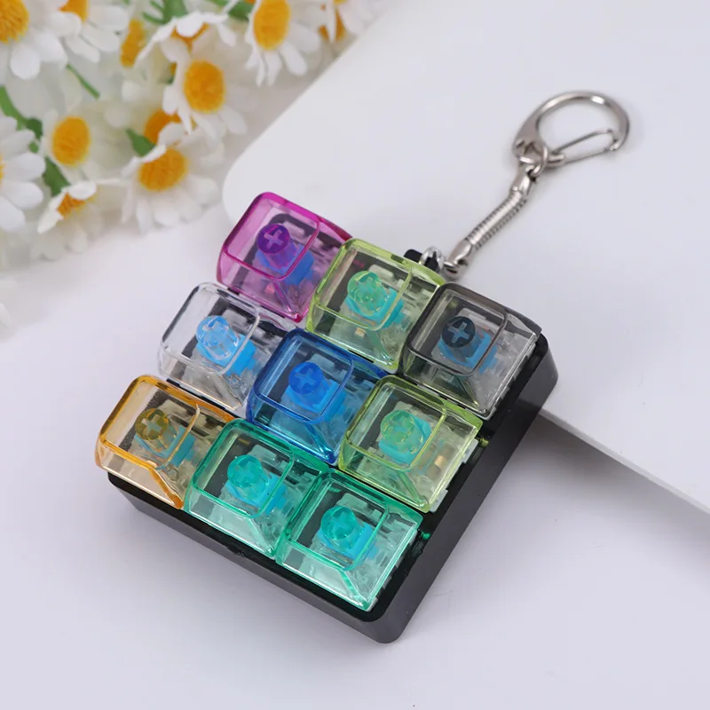 Creative 9 Keyboard Cap Stress Relief Keychain Pendant Button Mechanical Keyboard Keyring Finger Pinch Stress Relief Toy Gift view 6