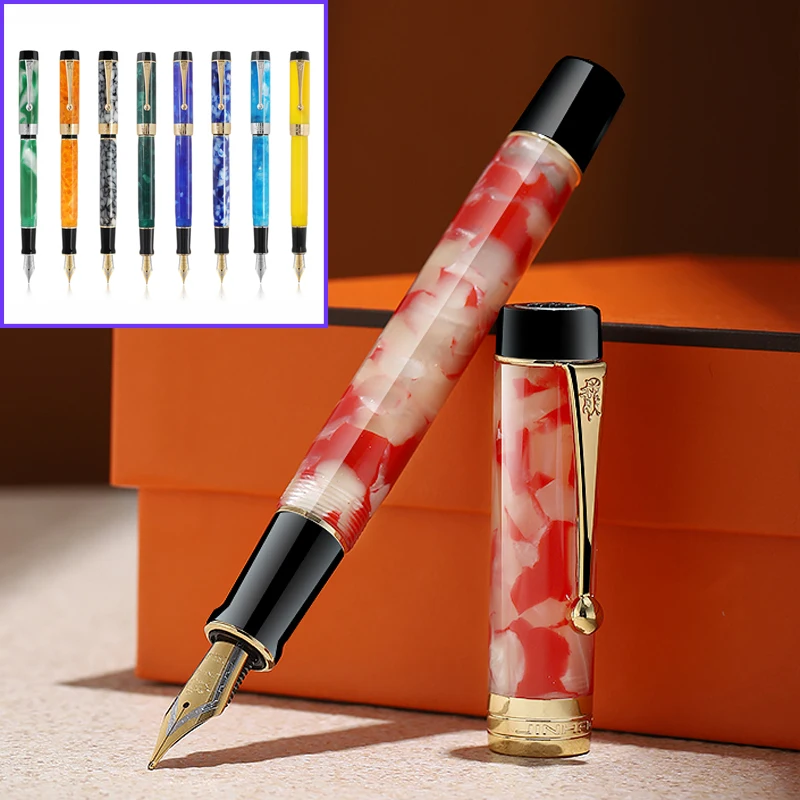 

Jinhao 100, деловая перьевая ручка из смолы, многоцветная EF/F/M/изогнутое перо, конвертер с золотым зажимом, ручка для письма, новые канцелярские принадлежности