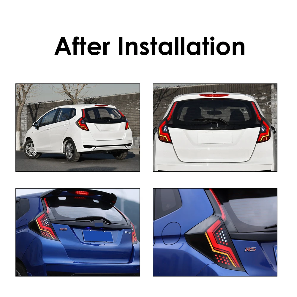 Pair Of Car Tail Light Assembly For Honda JAZZ FIT 2014-2018 LED Flowing Water Flicker Plug and Play Tail Lamps Brake Taillights