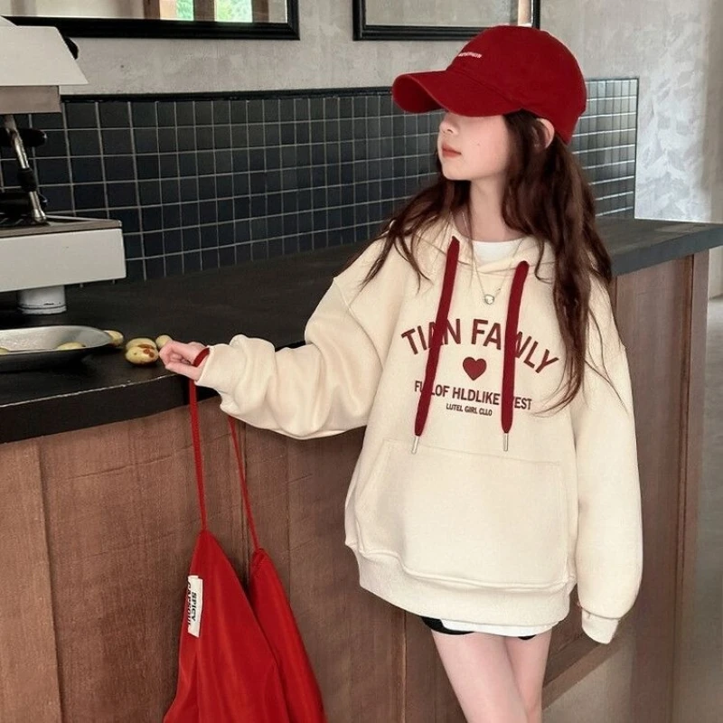 Girls Fleece Hoodie Autumn Winter Thick Sweatshirt Casual Korean Style Kids Tops