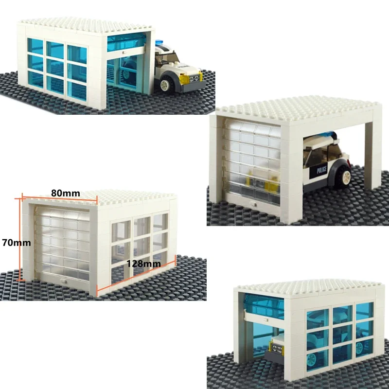 DIY City Accessories Doors Windows Locking Bricks Classic Car Rolling gate Garage Building blocks Car MOC Parts toys for kids