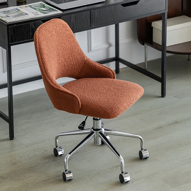 Lamb Wool Material Office Chair Modern Light Luxury Style Computer Chair Home Bedroom Makeup Stool Pulley Back Lift Chair