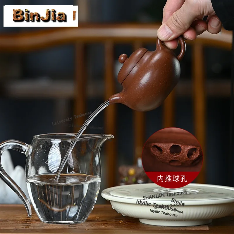 BAEJORIA 140ml Traditional Yixing Purple Clay Teapots Handmade Persimmon Balls Pot Raw Ore Red Downhill Mud Kettle Zisha Tea Set