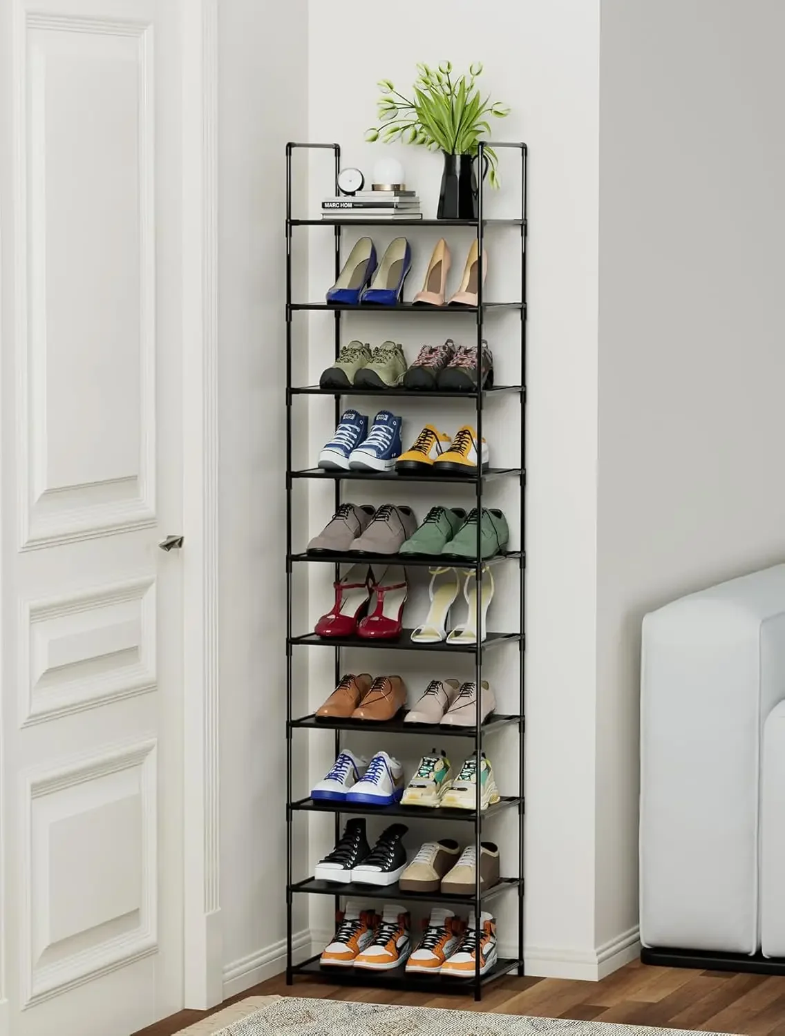 

Customizable Shoe Rack - Heavy Duty Steel Shelving Holds 25 Pairs, Space-Saving Shoe Organizer for Entryway/Closet