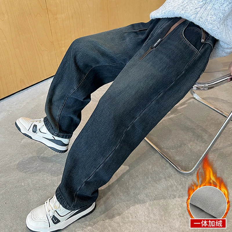 شارع الموضة الجديدة إلكتروني التطريز غسلها القديمة جينز غير رسمي الصبي Y2K الشارع الشهير خمر شعبية عالية الخصر فضفاض واسعة الساق السراويل #3