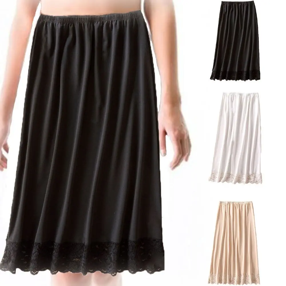 

Mesh Flower Women's Lace Long Petticoat A-line Anti-glare Safety Underskirt Slips Prevention Security Thin