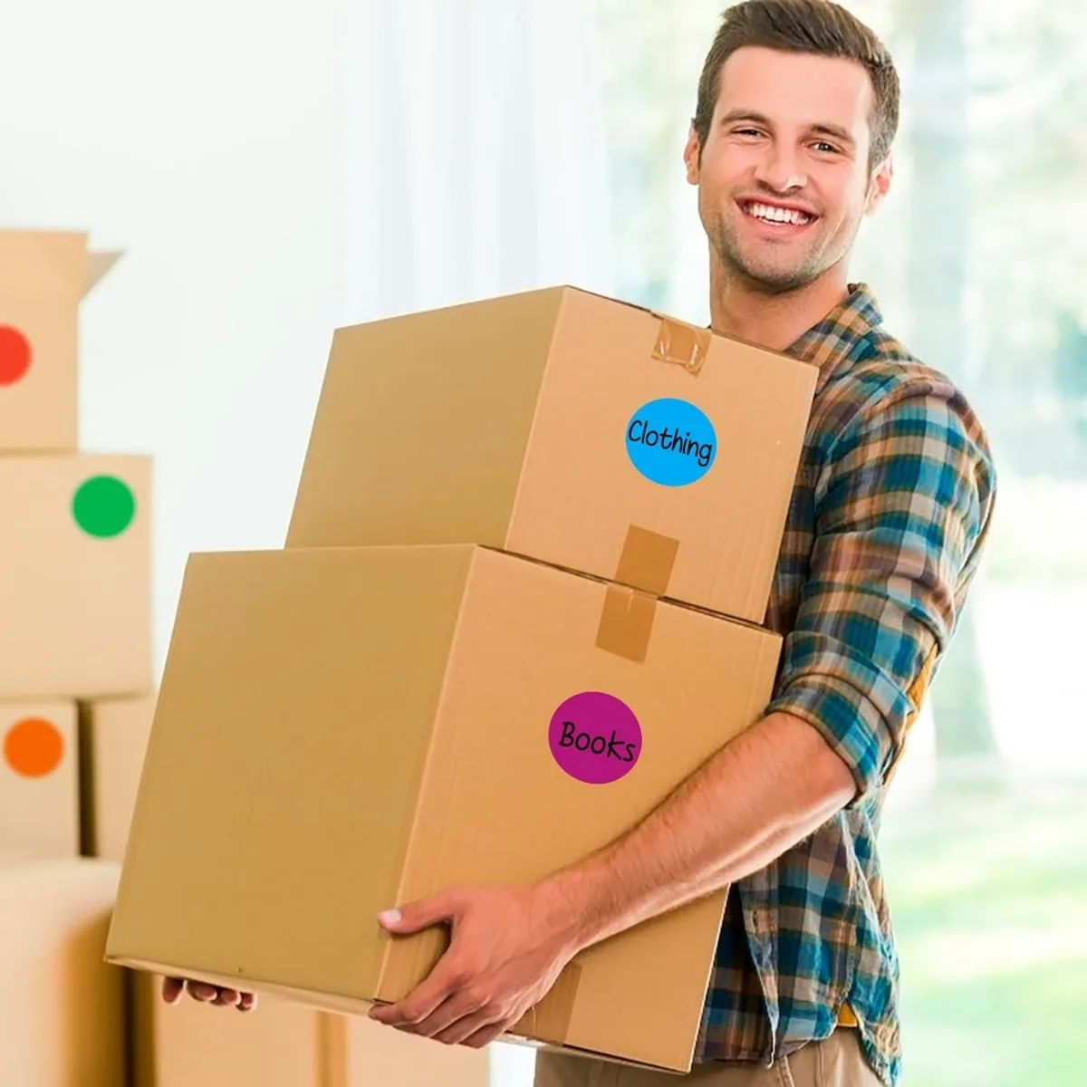 2" Round Thermal Stickers - Waterproof Printable White Clear Labels Self-Adhesive Price Tags Logo Design (600Sticker/Roll)