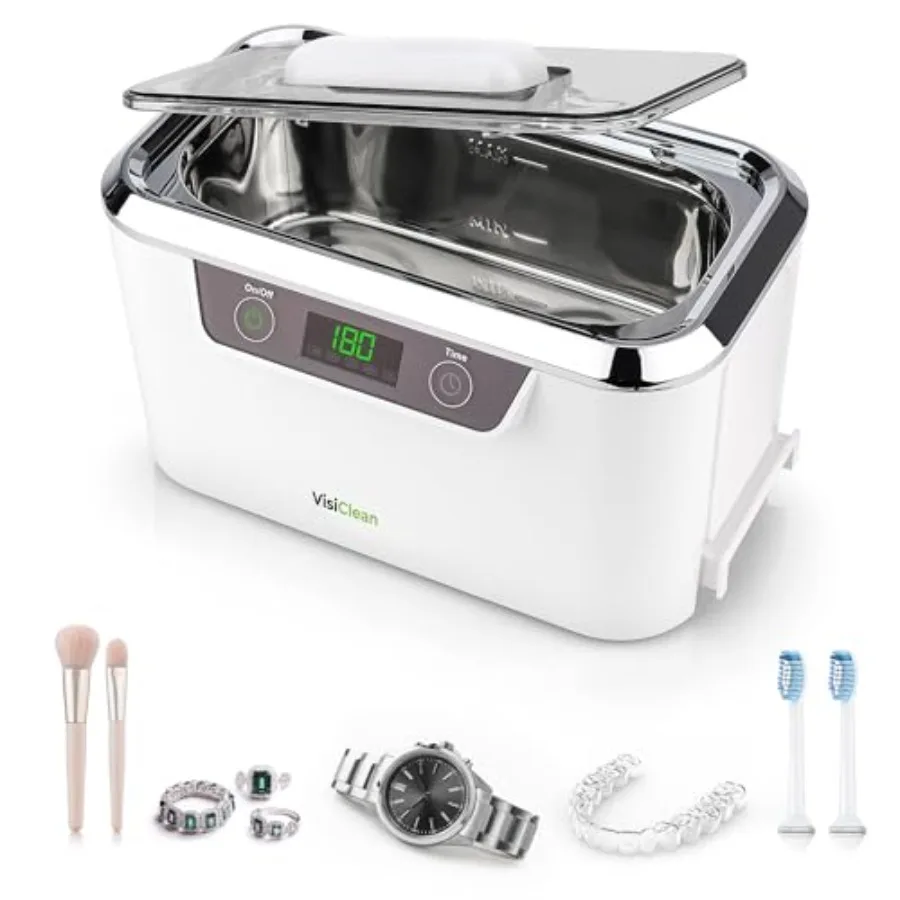 Ultrasonic Cleaner Professional for Diamond Ring Silver Gold Earrings Necklaces Glasses Denture Retainer Cpap Coins Mouthguard