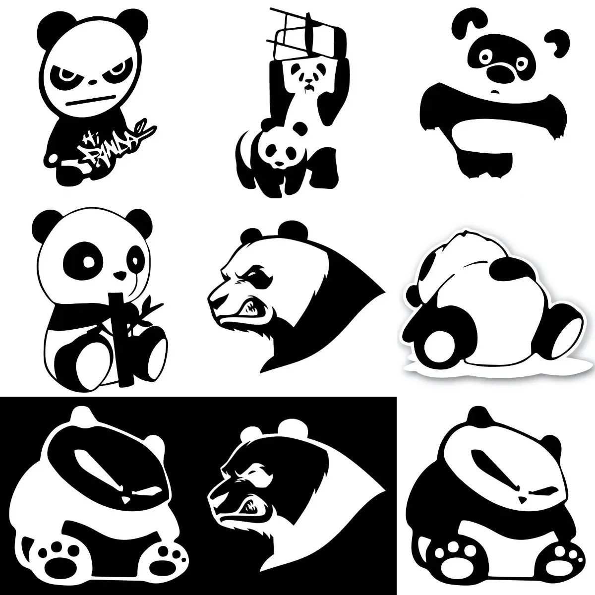 Cute Panda Creative PVC Stickers Accessories for Decorate Wall Room Table Motorcycle Off-road Camper Bumper Helmet Car Decal