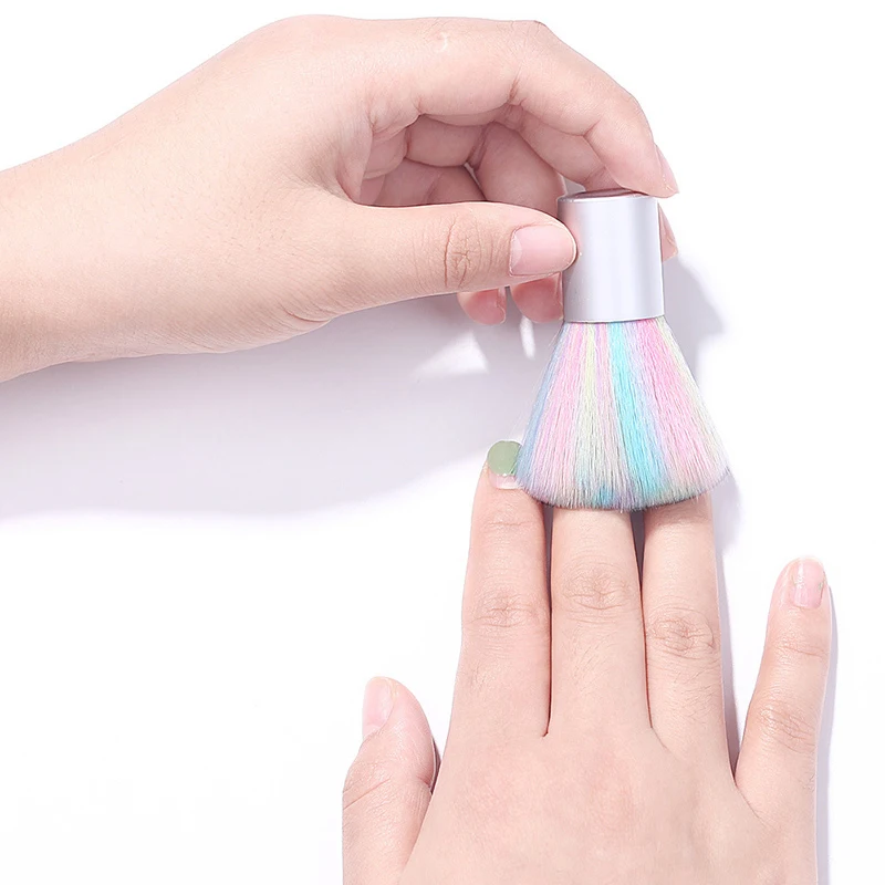 Protable Mini Color Nail Brushes Nail Scrubbing Dusting Short Handle Mushroom Cleaning Dust Brush Manicure Women Nail Tools