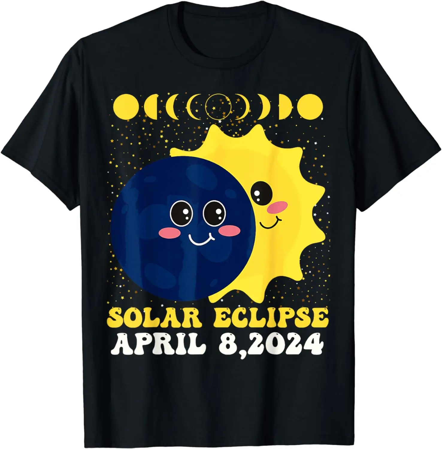 

Sun Moon Friends Total Solar Eclipse 2024 Boys Girls Kids T-Shirt