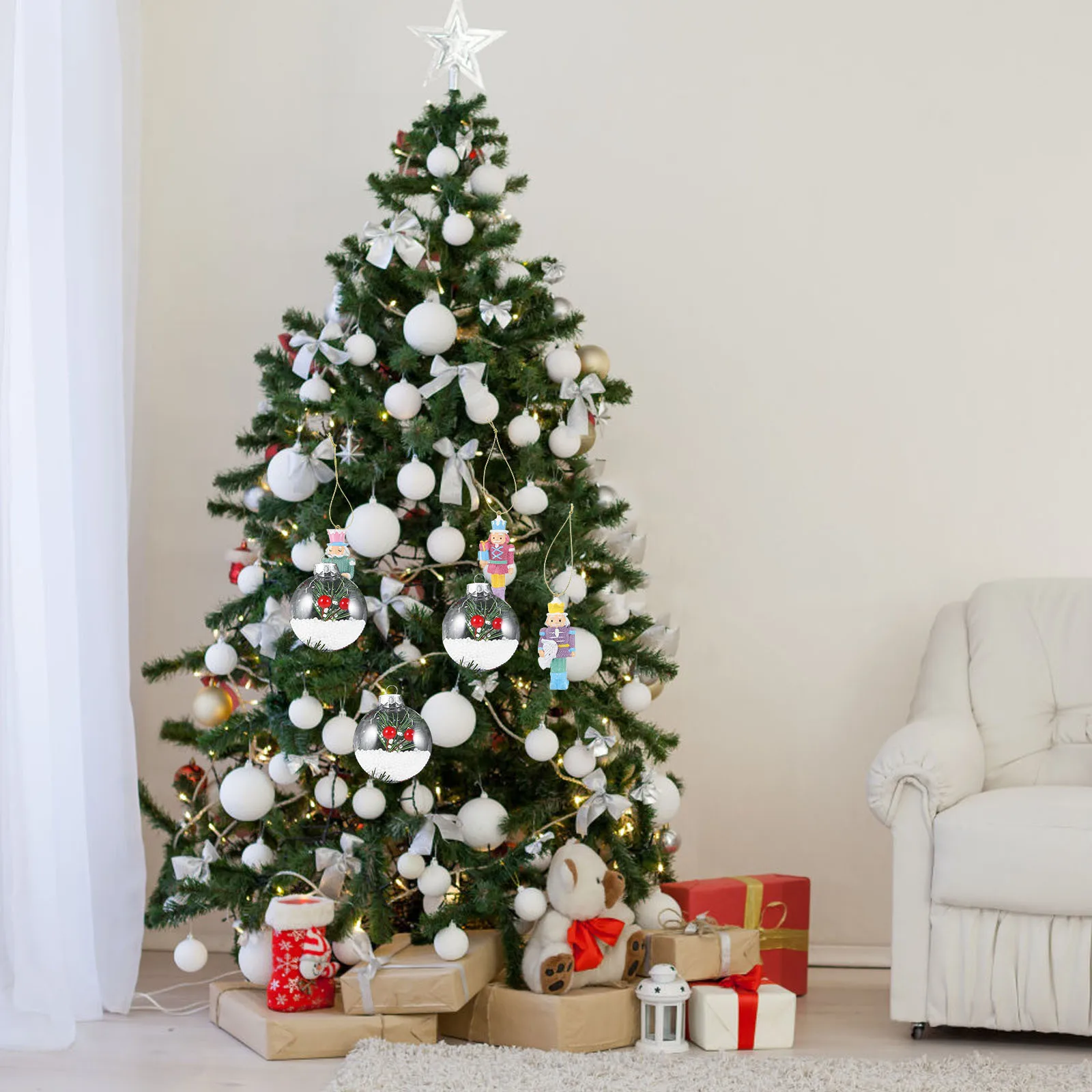 

20Pcs Transparent DIY Christmas Ball Ornaments Clear Xmas Tree Hanging Decorations Christmas Party Props Xmas Tree Ornament