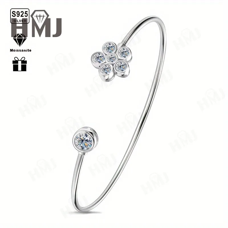 

Open Bangle Moissanite Bezel Set Bracelet 925 Sterling Silver Charm ​Factory Outlet Hypoallergenic High Quality Vintage Inspired
