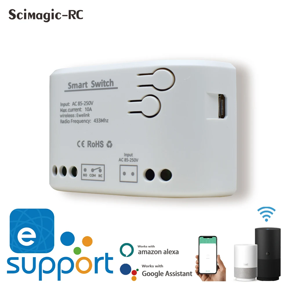 eWeLink 1/2/4 Channel Smart WiFi Wireless Dry Contact Relay Switch Module APP Remote Control RF433 Receiver 12V 220V