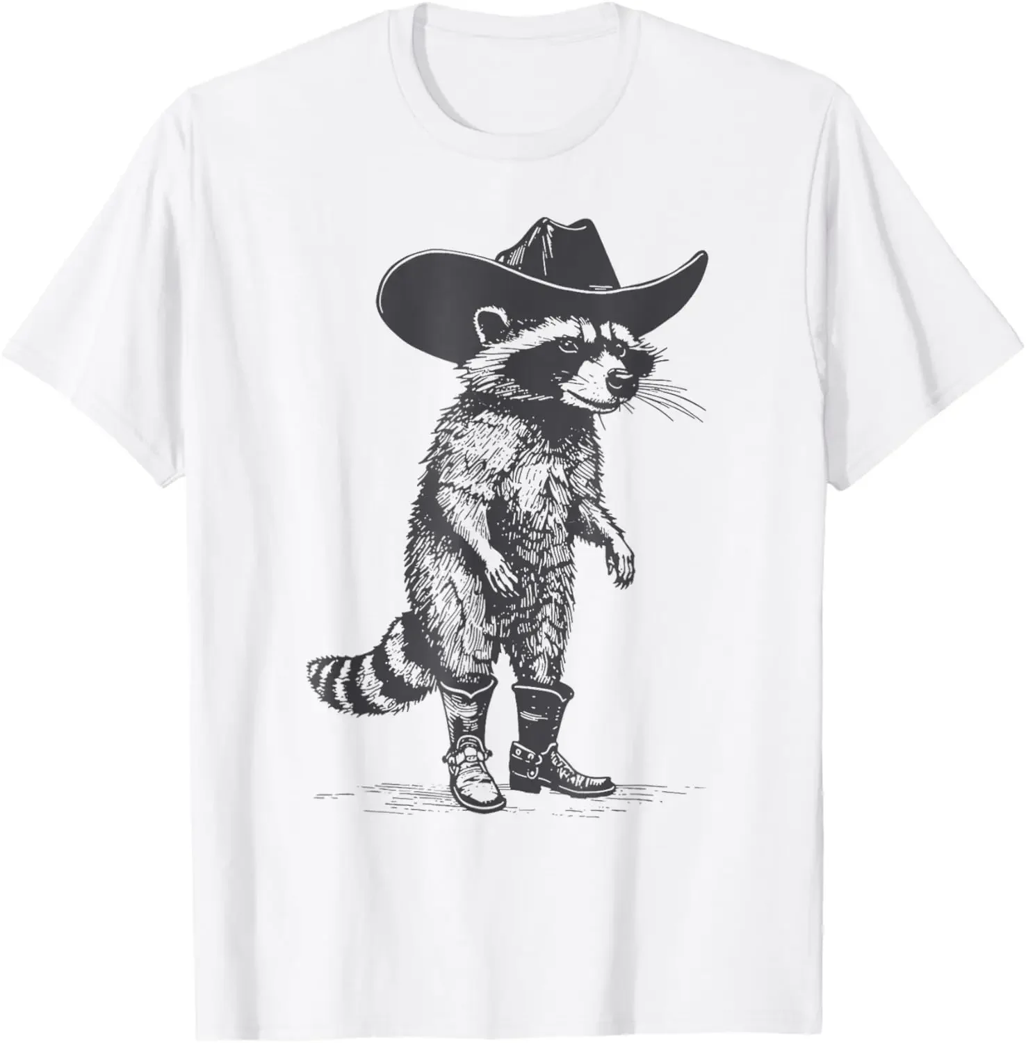 Vintage Raccoon Cowboy Cowgirl Trash Panda Western Country T-Shirt