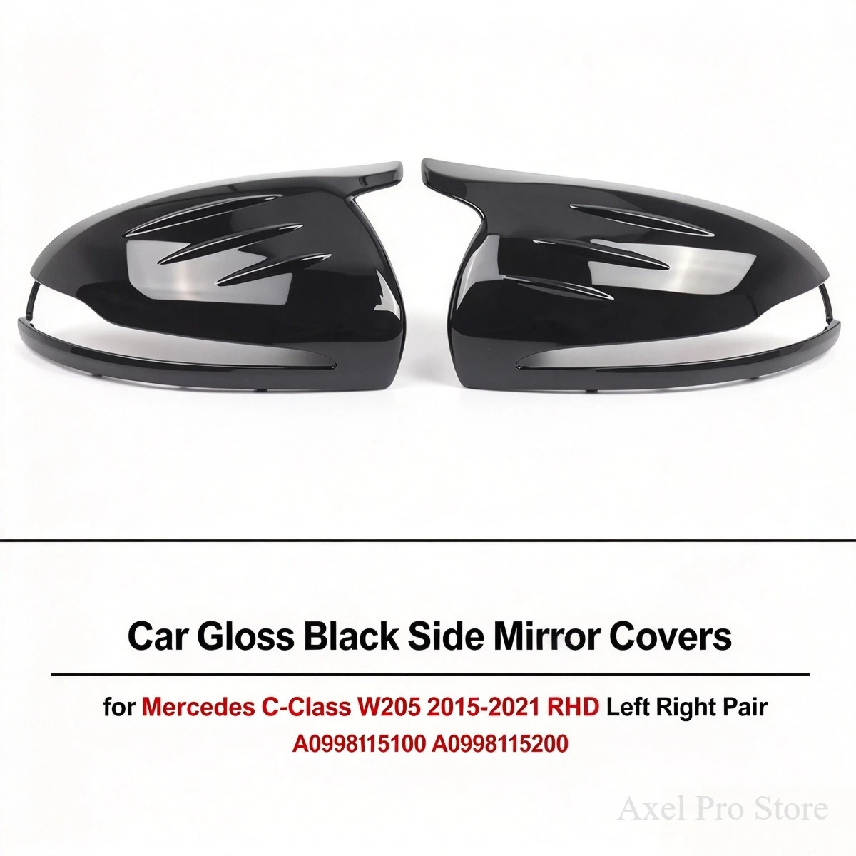 Car Gloss Black Side Mirror Covers for Mercedes C-Class W205 2015-2021 RHD Left Right Pair A0998115100 A0998115200