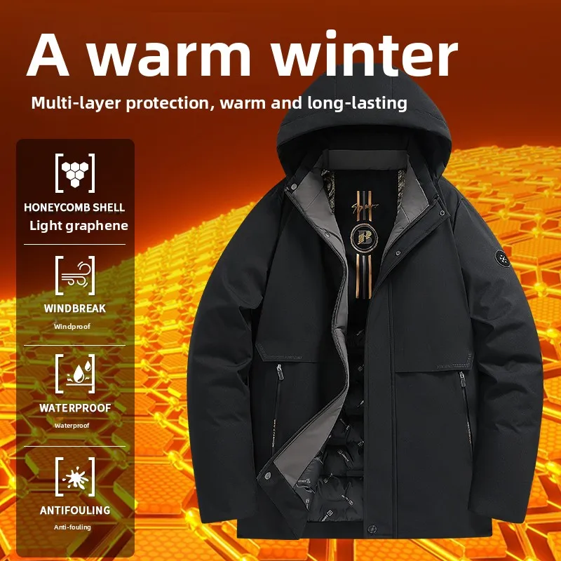 

2025 New Winter Jackets Men High Fashion Warm Detachable Hooded Parka Coat Men's Classic Windproof Business Cotton-Padded Jacket