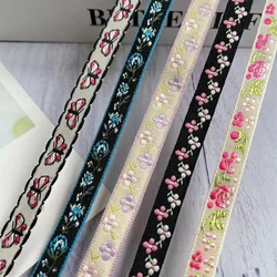 20 Yards/lot Ethnic Style Webbing Woven Jacquard Ribbon Butterfly flowers for Garment accessories  LS-2218 Width 1 CM