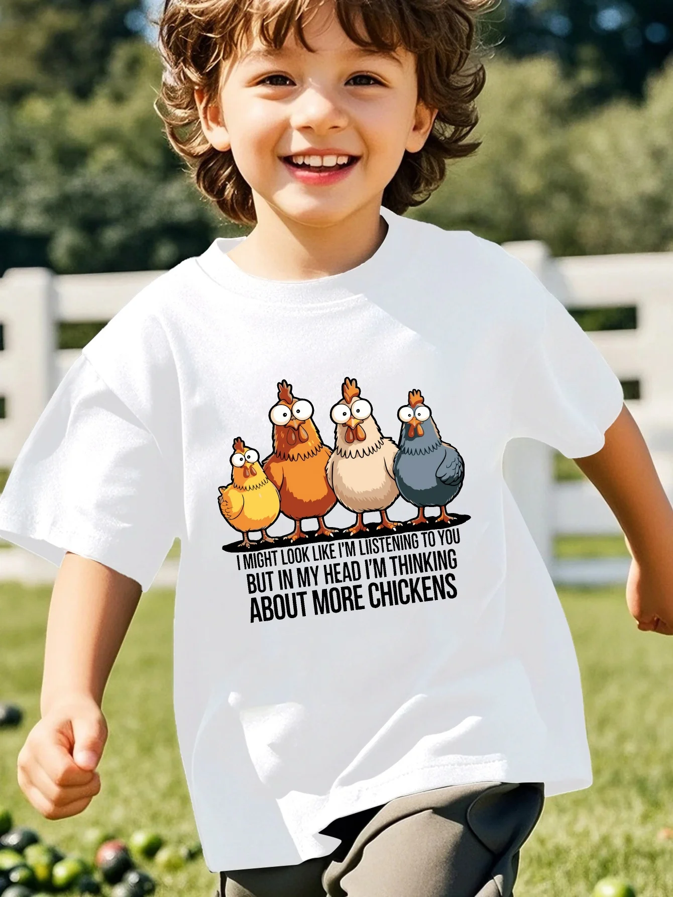 Kids Family Matching T Shirt Cartoon Chickens Funny Quote Print Short Sleeve Cotton Tops For Boys Girls Daily Casual Outfit