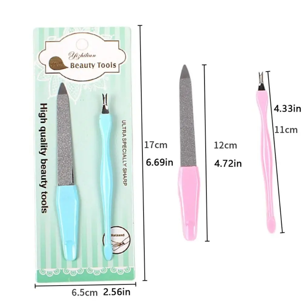 Portable Stainless Cuticle Remover Durable Double Sided Nail File Smoothing Polishing Stick Nail Salon