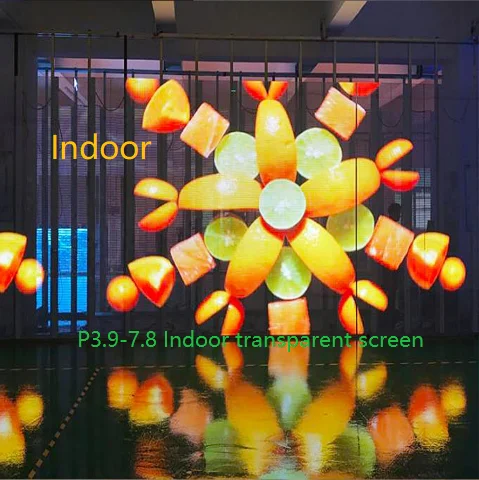 P3.9-7.8 Indoor transparent screen, 1000x1000x80mm 1920HZ Front Service 100~240VAC 50~60Hz