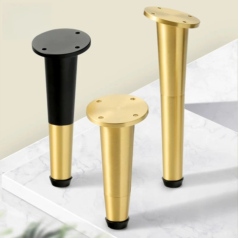 Adjustable Metal Support Legs for Luxury Coffee Tables Cabinets TV Consoles Bathroom Vanity Legs in Brass with Angled Feet