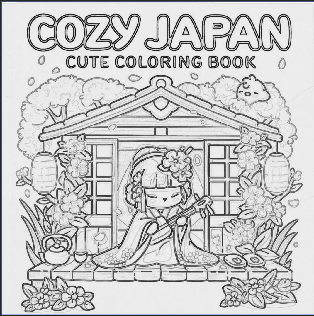 JAPAN MOMENT Coloring Book for Adults Featuring Cute Cozy Daily Activities for Educational DIY Relaxation Children Drawing Books