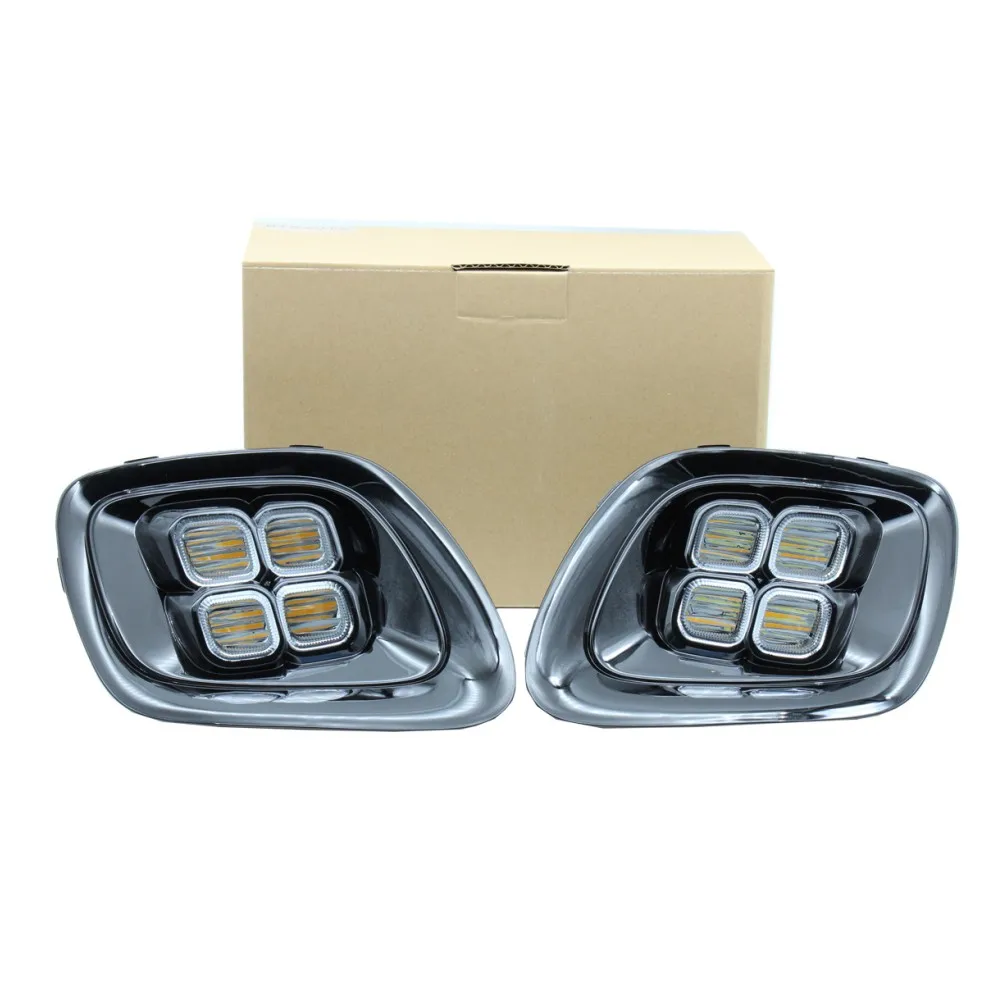

July King LED Daytime Running Lights DRL Compatible for Kia Picanto 2015 2016, 12W 6000K Fog Lamp + Yellow Turn Signals