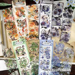 3 Sheets Scrapbooking Vintage Stickers Oriental Aesthetics Stickers Transparent Decorative Decals For Journal Planner Collage