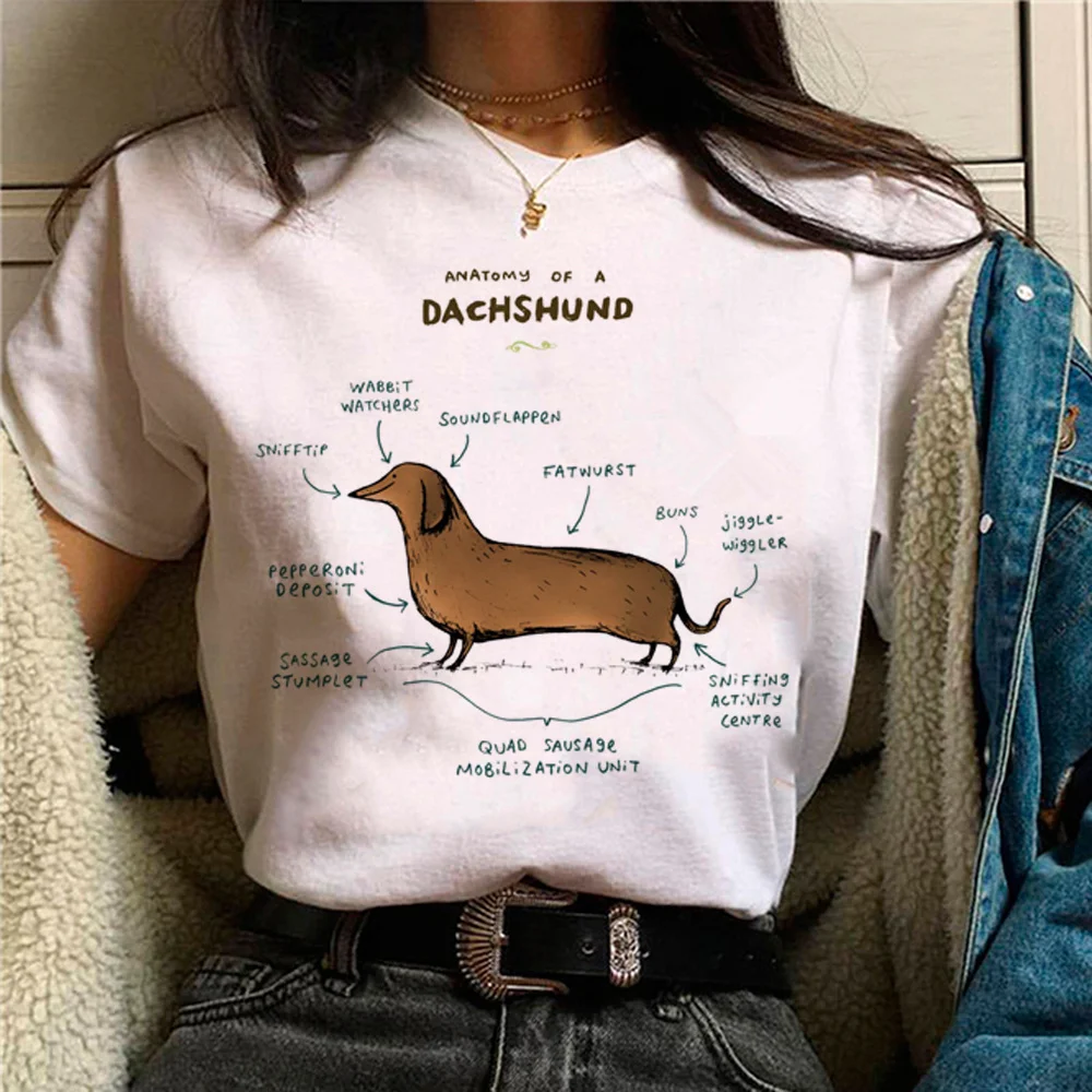 Sausage Dog Dachshund top women comic anime t-shirts female designer streetwear clothes