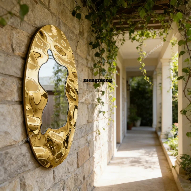 

Stainless steel metal wall art decoration oval villa, shop, hotel, club, restaurant background wall pendant