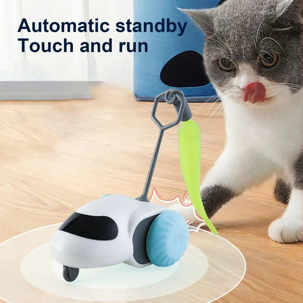 Turbo Tail Cat Teaser Automatic Moving Mouse Cat Toy Electric Interactive Turbo Tail Cat Toy with Feather for Indoor Cats