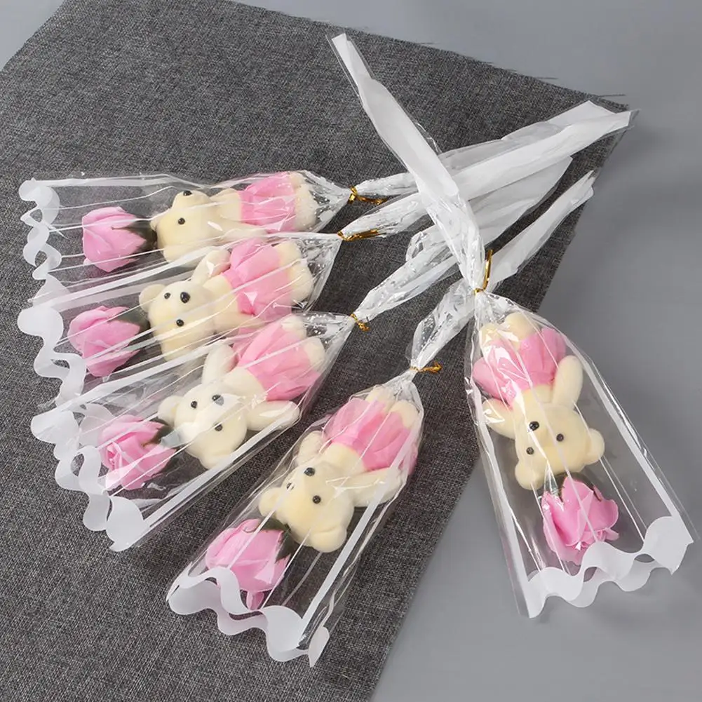 Artificial Rose Bear Flower Soap Gift Set Luxury Floral Scent Soap Bouquet with Mild Plant Base & Natural Essential Oil 3D Bear