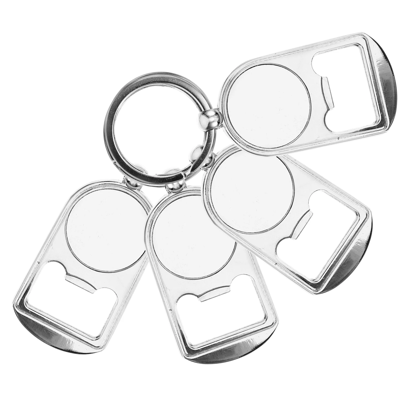 

4pcs Metal Bottle Opener Keychain DIY Sublimation Blank Portable Beer Accessories Travel Gifts Jewelry Making Supplies
